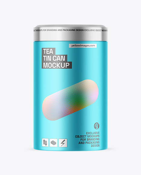 Matte Metallic Tea Tin Can Mockup