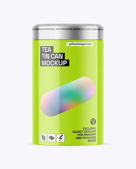 Glossy Tea Tin Can Mockup