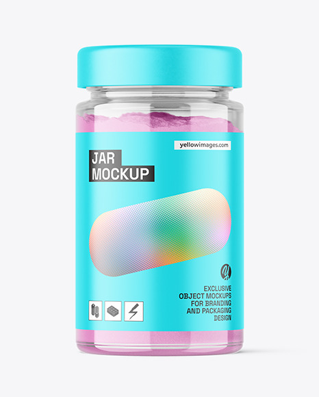 Clear Glass Jar with Powder Mockup
