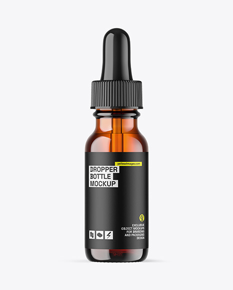 Amber Glass Dropper Bottle Mockup