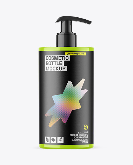 Glossy Cosmetic Bottle With Pump Mockup