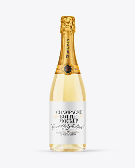Clear Glass White Champagne Bottle Mockup