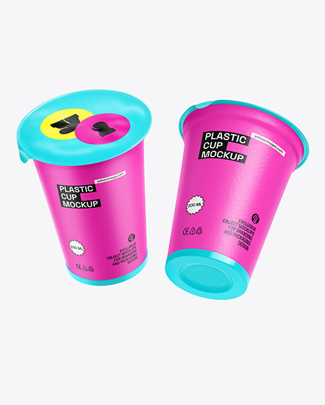 200g Two Flying Sour Cream Cups Mockup