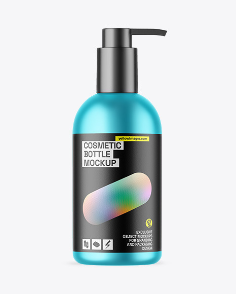 Matte Metallic Cosmetic Bottle With Pump Mockup