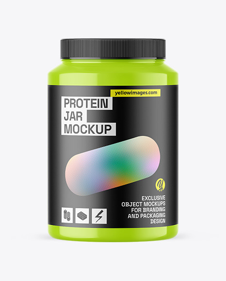 Glossy Protein Jar Mockup