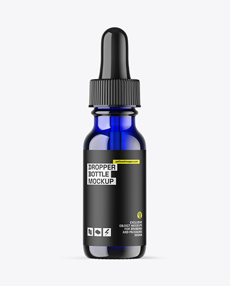 Blue Glass Dropper Bottle Mockup