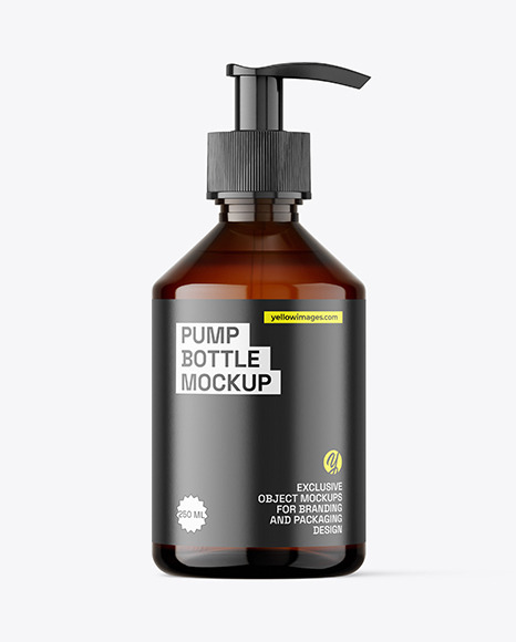 250ml Amber Pump Bottle Mockup
