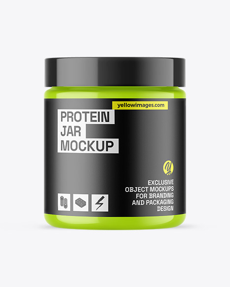 Glossy Protein Jar Mockup