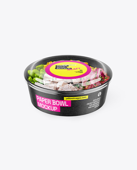Kraft Paper Bowl With Food Mockup