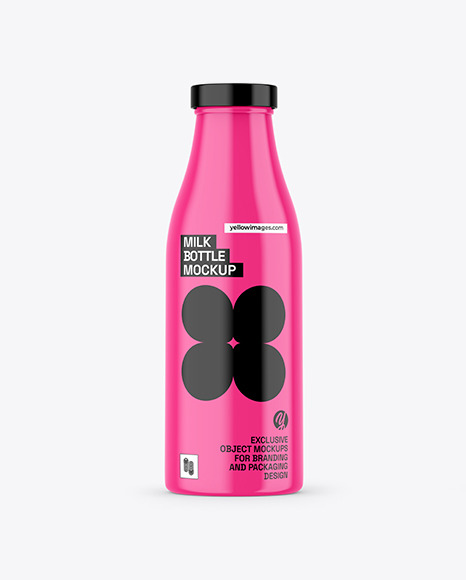 Glossy Milk Bottle Mockup