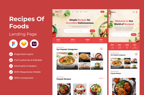 Foodie - Recipe to Foods Landing Page
