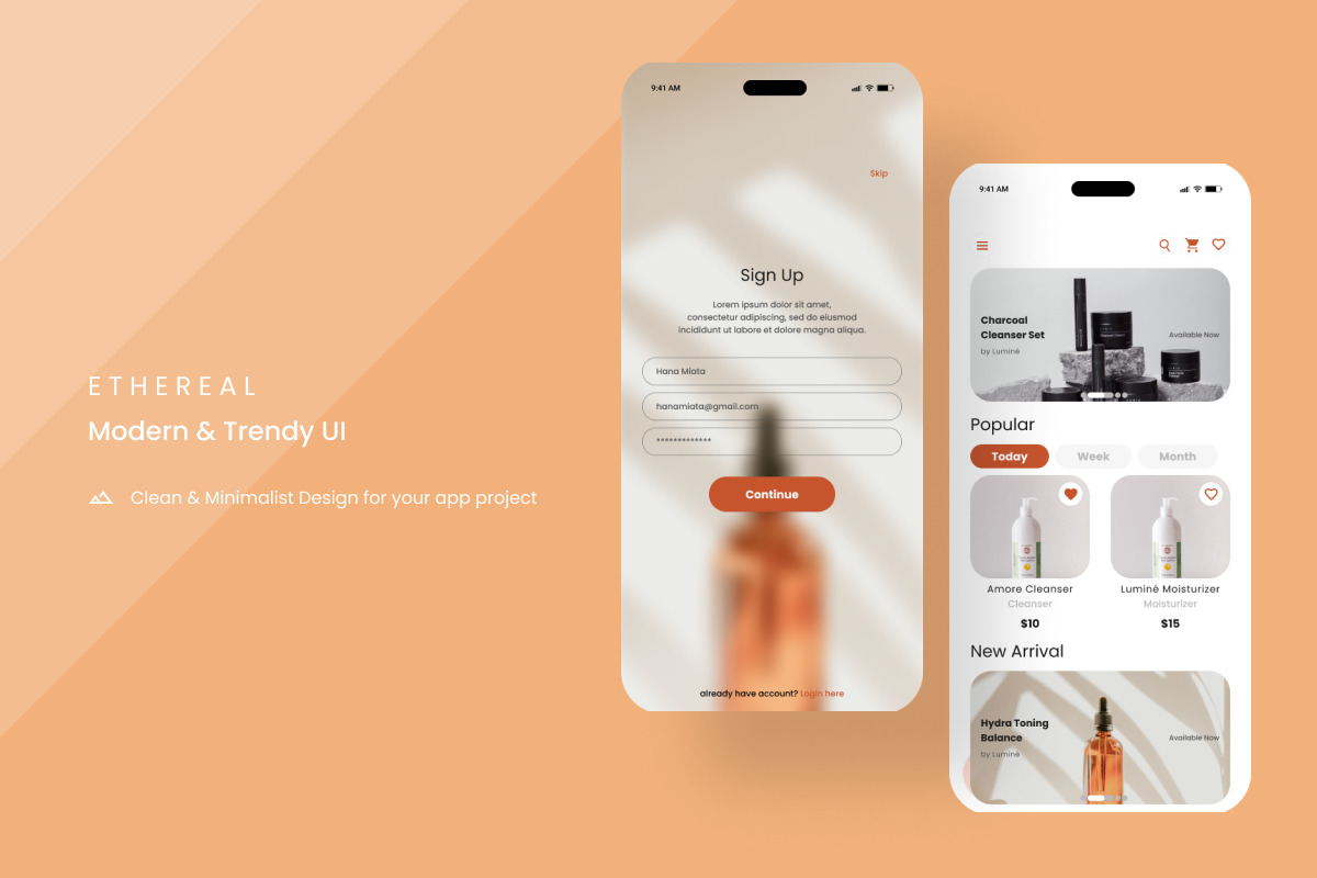 Ethereal Skincare Shop Mobile Apps on Yellow Images Creative Store