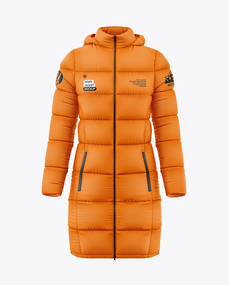 Woman&#039;s Down Jacket Mockup - Front View