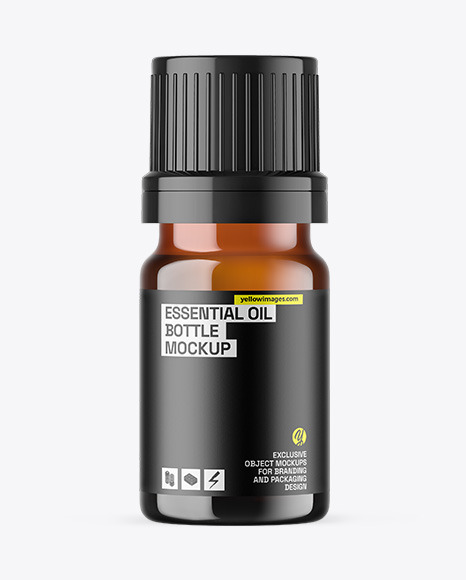 Amber Glass Essential Oil Bottle Mockup