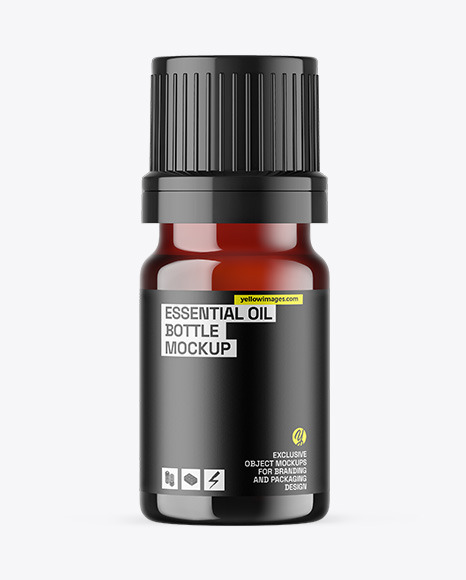 Dark Amber Glass Essential Oil Bottle Mockup