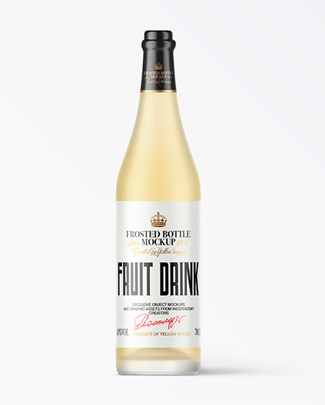 Frosted Glass Bottle with Fruit Drink Mockup