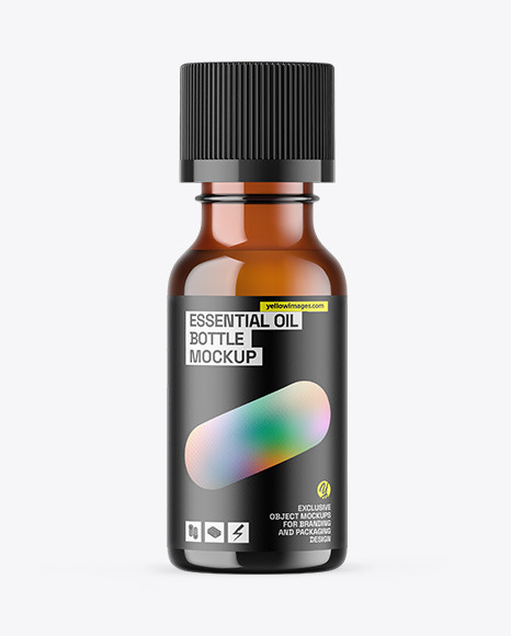 Amber Glass Essential Oil Bottle Mockup
