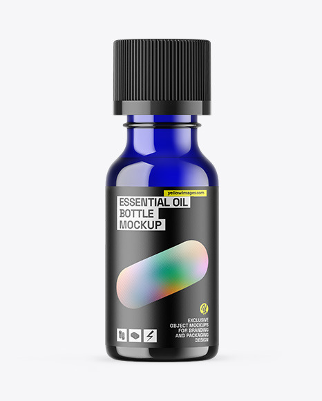Blue Glass Essential Oil Bottle Mockup