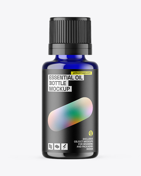 Blue Glass Essential Oil Bottle Mockup