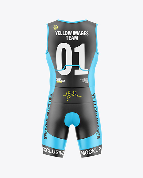 Men&#039;s Cycling Suit Mockup - Back View