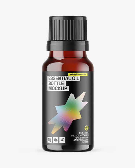 Dark Amber Glass Essential Oil Bottle Mockup