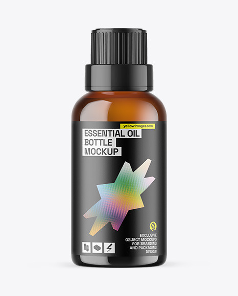 Amber Glass Essential Oil Bottle Mockup
