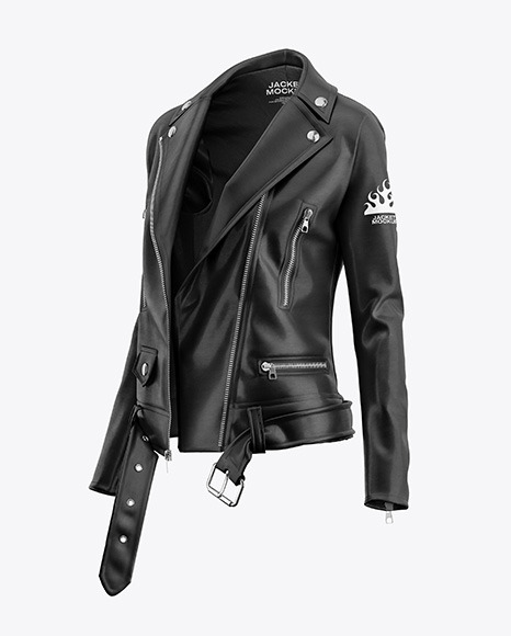 Women&#039;s Leather Jacket Mockup - Half Side View