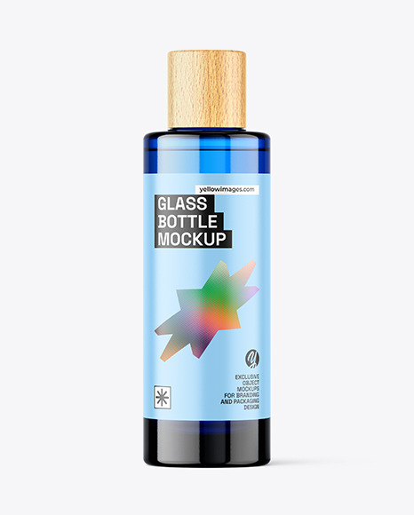 Blue Glass Cosmetic Bottle Mockup