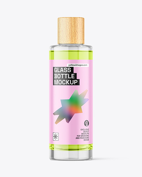 Clear Glass Cosmetic Bottle Mockup