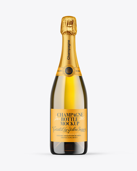Antique Green Glass Champagne Bottle Mockup