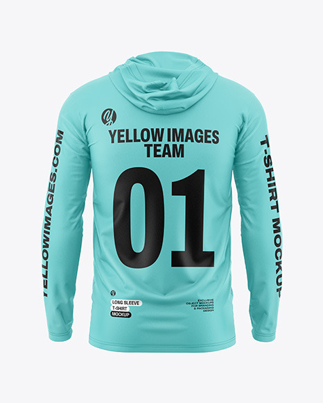 Men’s Long Sleeve T-Shirt with Hood Mockup - Back View
