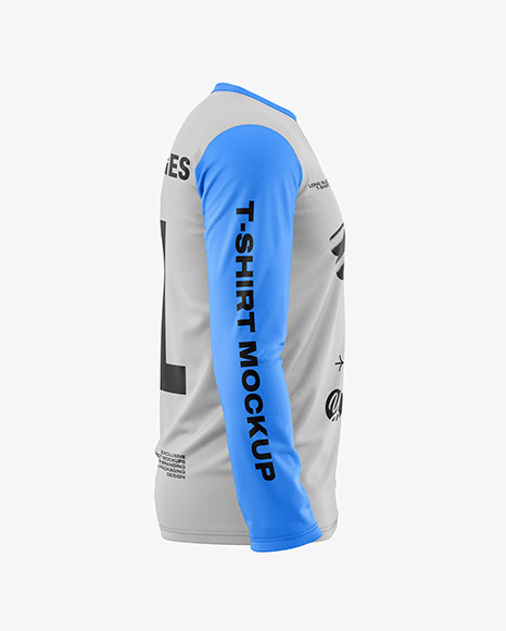 Men’s Long Sleeve T-Shirt Mockup - Side View