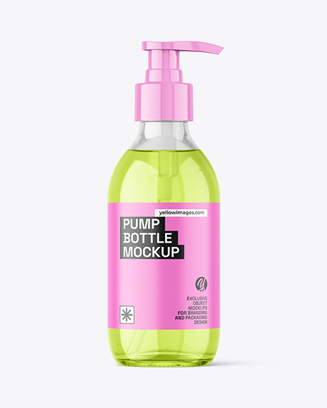 Clear Glass Pump Bottle Mockup