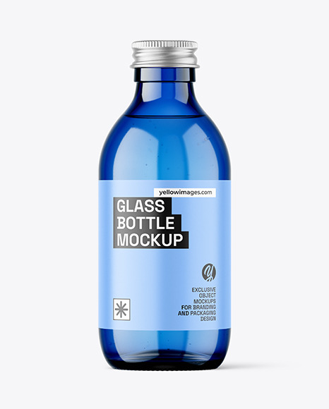 Blue Glass Bottle Mockup