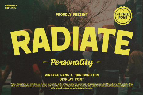 Radiate Vintage Font + Free font