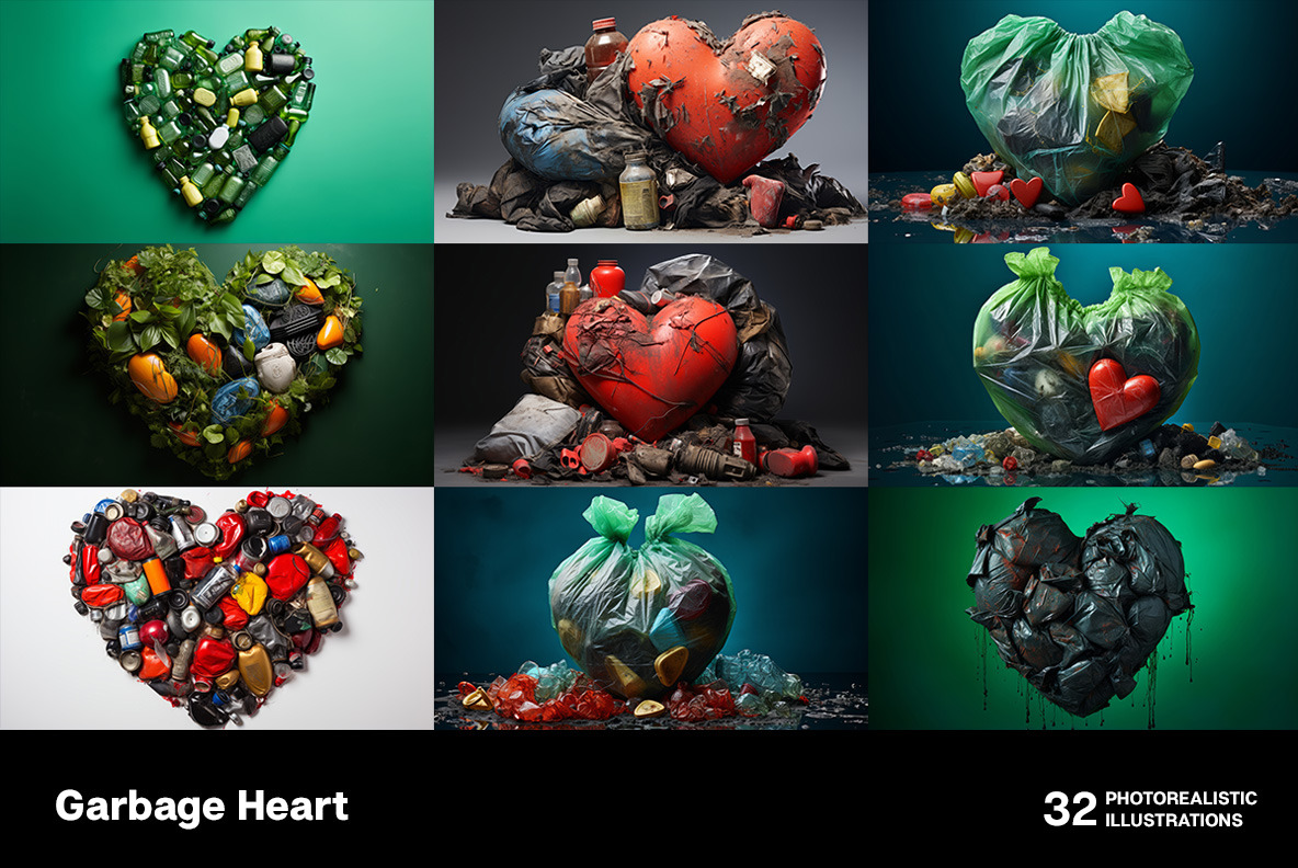 Garbage Heart on Yellow Images Creative Store