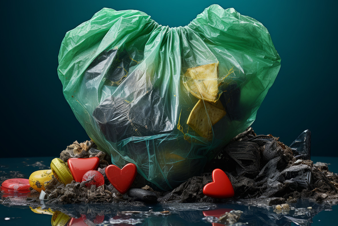 Garbage Heart on Yellow Images Creative Store