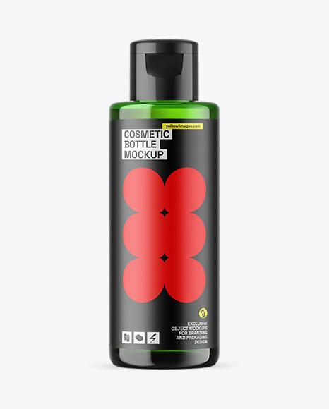 Green Glass Cosmetic Bottle Mockup