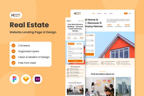 Harmony Homes - Real Estate Website Landing Page