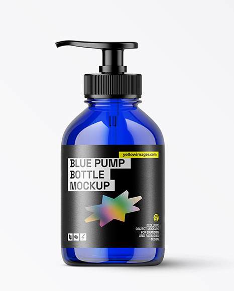 Blue Bottle with Pump Mockup