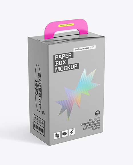 Paper Box with Handle Mockup