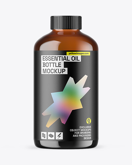 Amber Glass Essential Oil Bottle Mockup