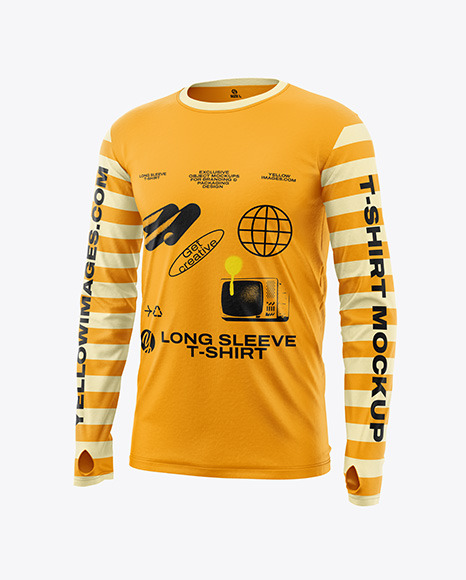 Men’s Long Sleeve T-Shirt Mockup - Half SideView