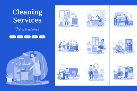 M606_Cleaning Services Illustration Pack