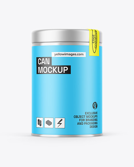Glossy Metallic Tin Can Mockup