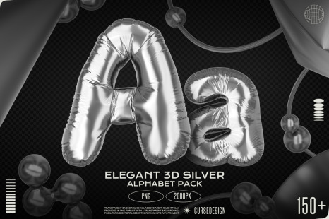 Elegant 3D Silver Alphabet Pack