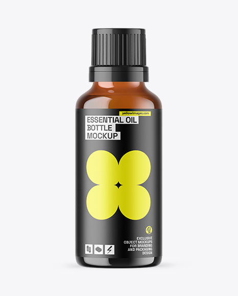 Amber Glass Essential Oil Bottle Mockup