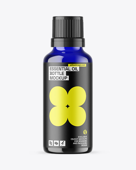 Blue Glass Essential Oil Bottle Mockup