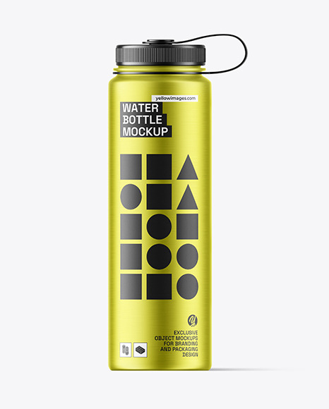 Matte Metallic Water Bottle Mockup