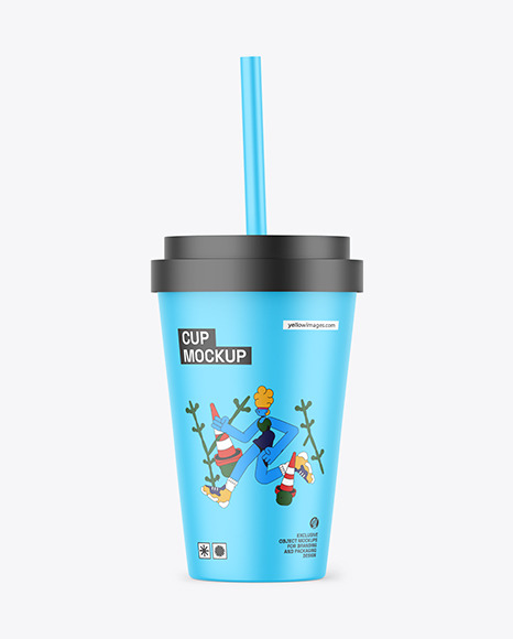 Matte Cup With Straw Mockup